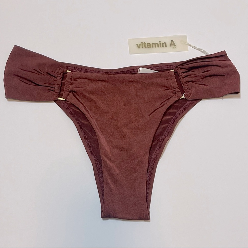 New Vitamin A Burgundy Bikini Bottom With Gold hardware Size Medium/8